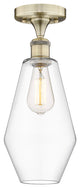 Cindyrella-1 Light 7" Semi-Flush Mount-Antique Brass, Clear Glass Shade
