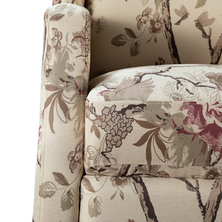 Upholstered Manual Recliner With Wingback,Set of 2, Bird
