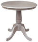 Round Top Pedestal Table, Washed Gray Taupe, 30 Inch Round