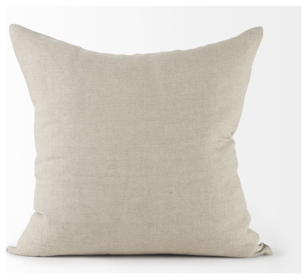 Canvas Beige and White Square Accent Pillow Cover