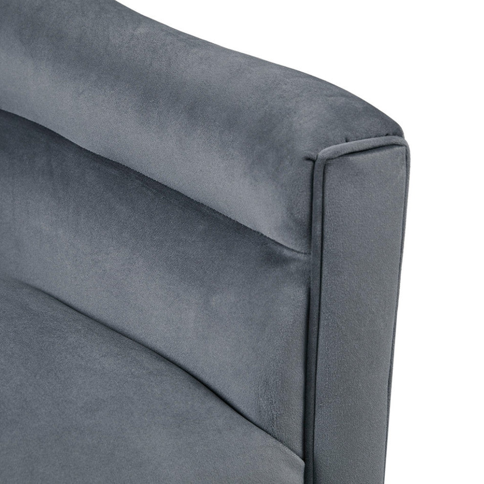Ryker Velvet Round Barrel Lounge Swivel Chair, Gray