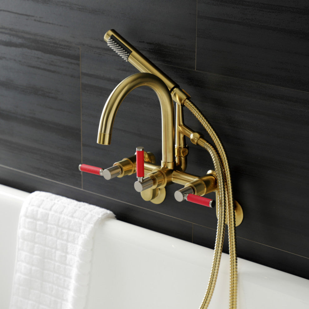 AE8157DKL 7" Adjustable Wall Mount Clawfoot Tub Faucet, Brushed Brass