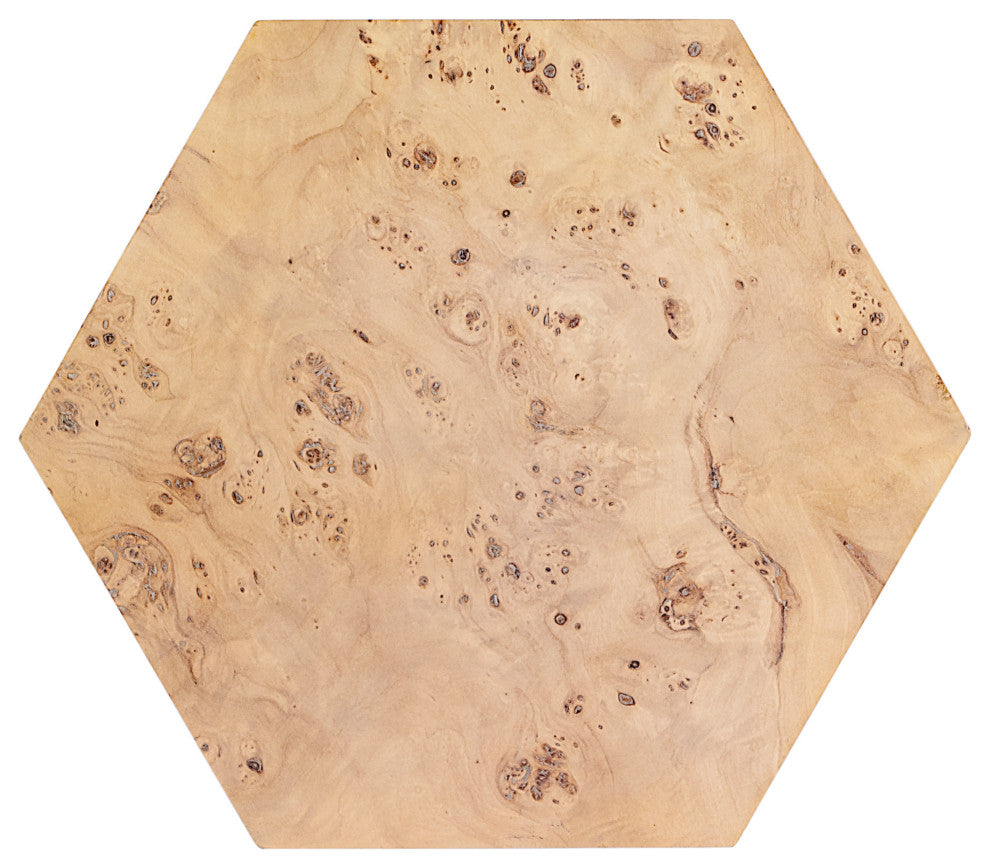 Billie Burl Hexagon Side Table, Light Burl