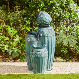Embossed Pattern Ceramic Pots Fountain