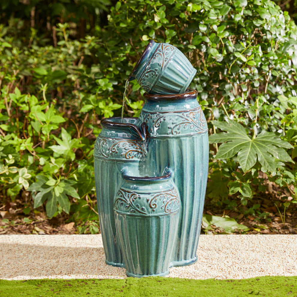Embossed Pattern Ceramic Pots Fountain
