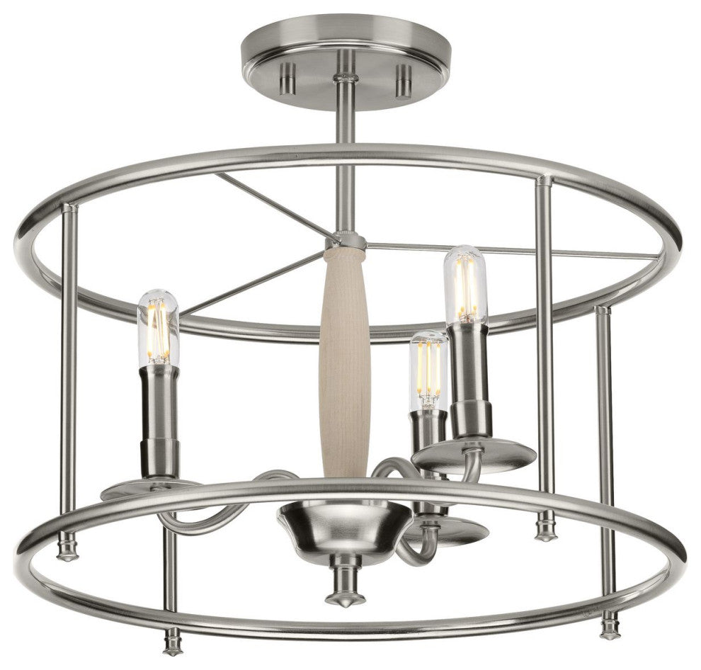 Durrell Collection Brushed Nickel Semi-Flush Convertible