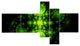 Cabalistic Green Fractal Design, Abstract Canvas Art Print, 60"x32", 5 panels