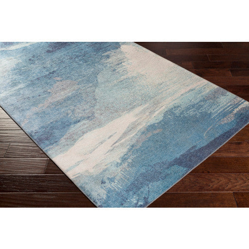 Surya Olivia OLV-2300 9'x12' Rug, Aqua/Bright Blue/Charcoal/Cream
