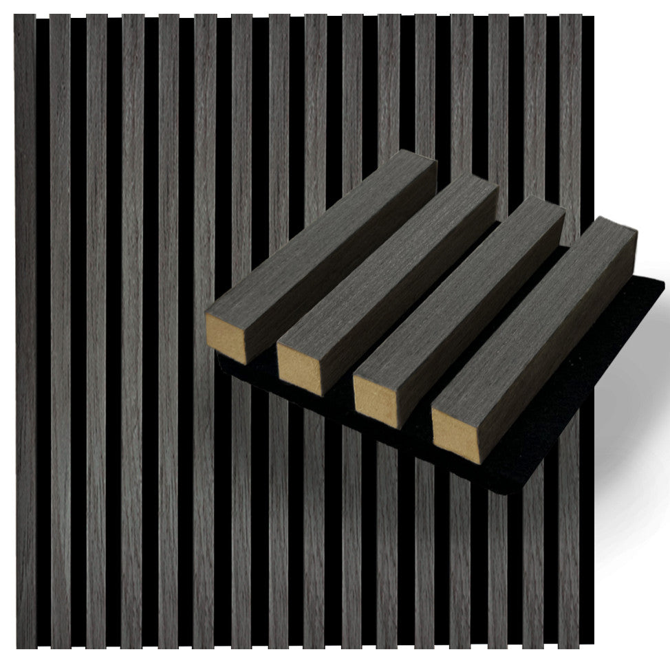 Acoustic Wood Wall Panels | Soundproof Paneling For Wall Decor, Charcoal, Sample, Acoustica Slim