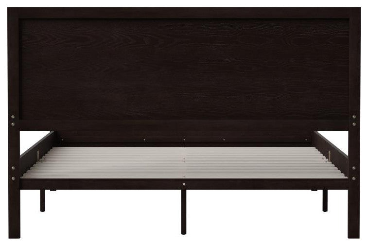 Asher Solid Wood Platform Bed with Wooden Slats and Headboard, Dark Brown, Queen