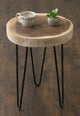 East at Main Laredo 14-inch Natural Cross-cut Accent Table with Iron Legs