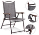 Costway Set of 2 Patio Folding Sling Back Chairs Camping Deck Garden Beach Gray