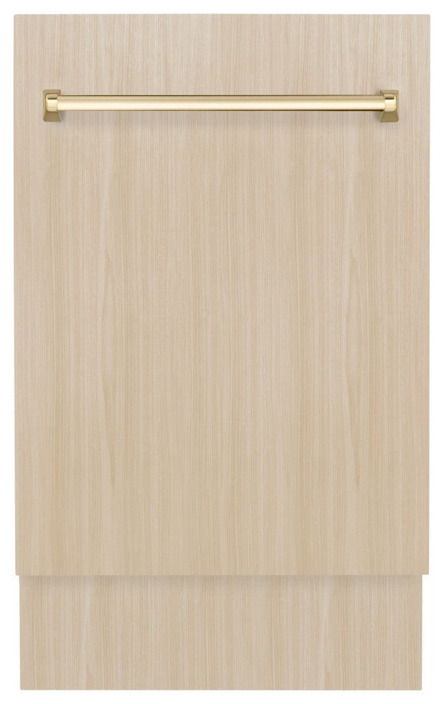 ZLINE Tallac 18" Panel Ready Dishwasher With a Gold Handle, DWVZ-18-G