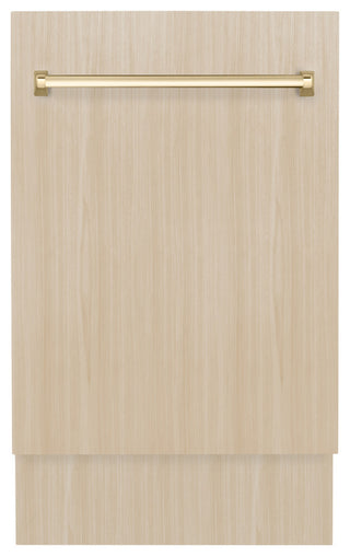 ZLINE Tallac 18" Panel Ready Dishwasher With a Gold Handle, DWVZ-18-G