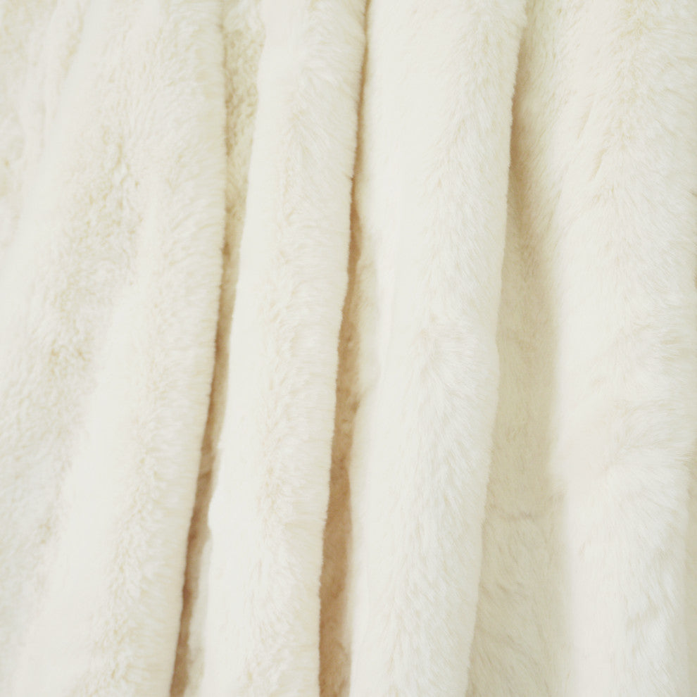 Solid Faux Fur Couch Throw Blanket, White