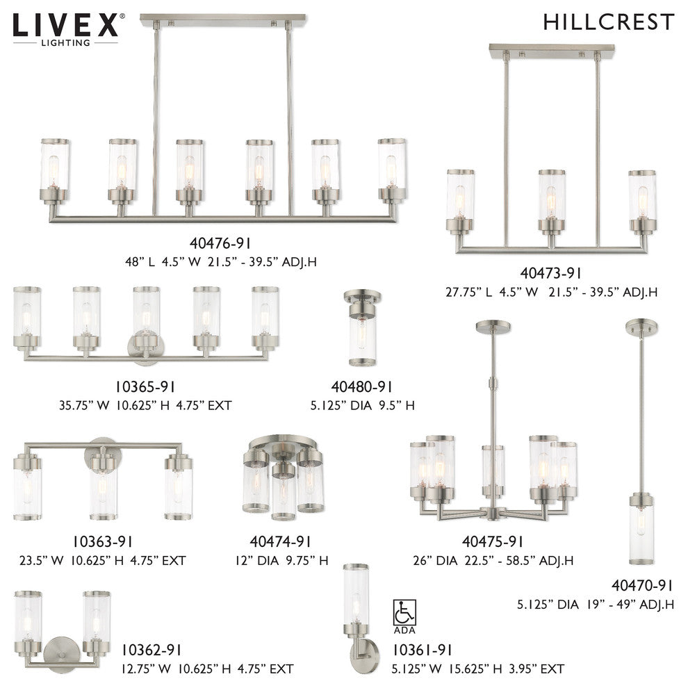 Livex Lighting Brushed Nickel 6-Light Linear Chandelier