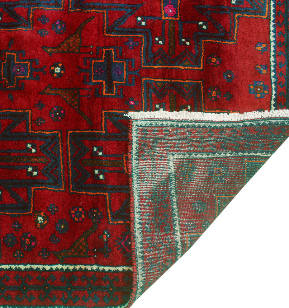 Fine Vintage Distressed Laylah Red/Ivory Runner, 4'0x10'3