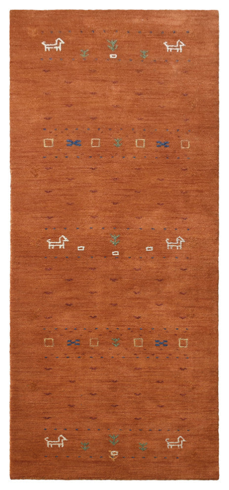 HAND KNOTTED LOOM WOOL ECO-FRIENDLY AREA RUGS- Rectangle, Orange, Contemporary