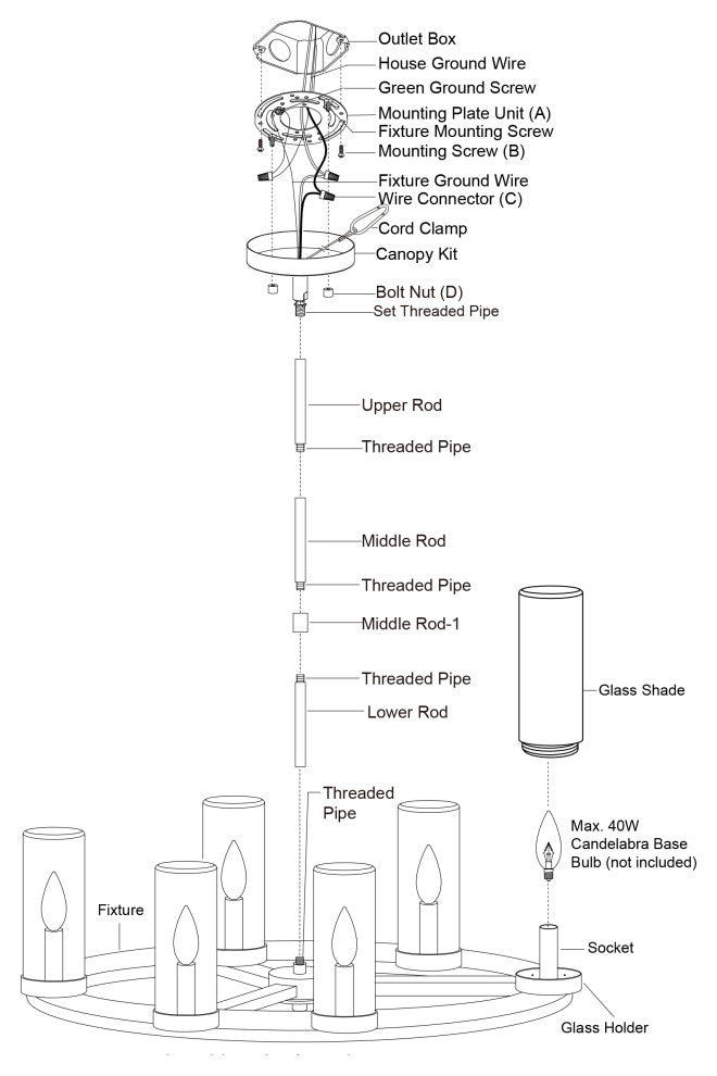Grantley 6 Light Matte Black Wheel Chandelier Fixture Clear Glass LED Compatible