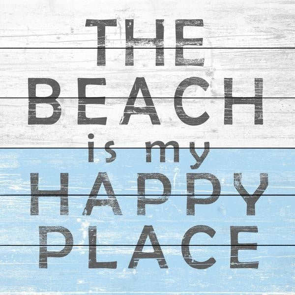 "Beach Is My Place" Painting Print on White Wood, 24"x24"