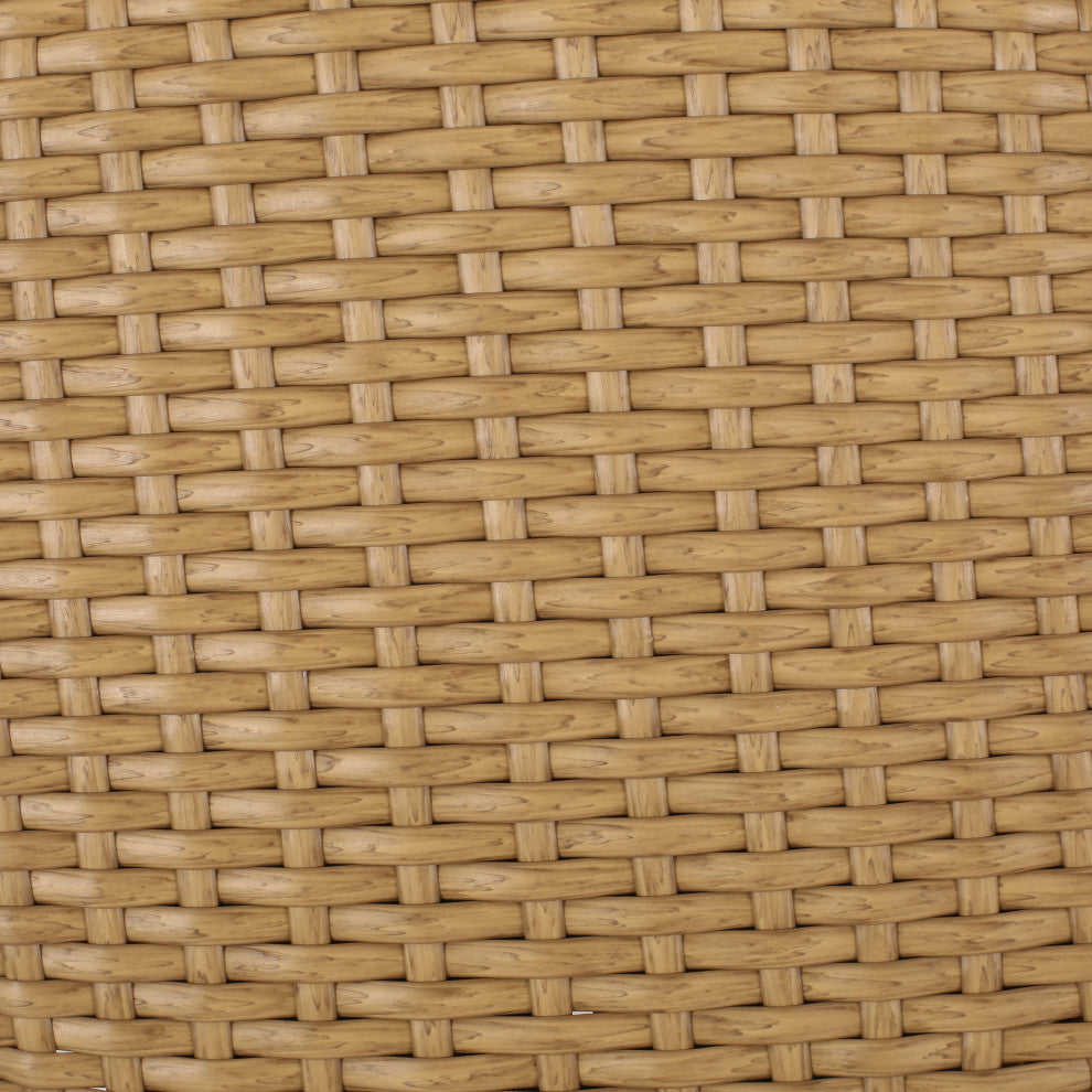 Danbury Outdoor Boho Modern Wicker 3-Piece Chat Set, Light Brown/Black