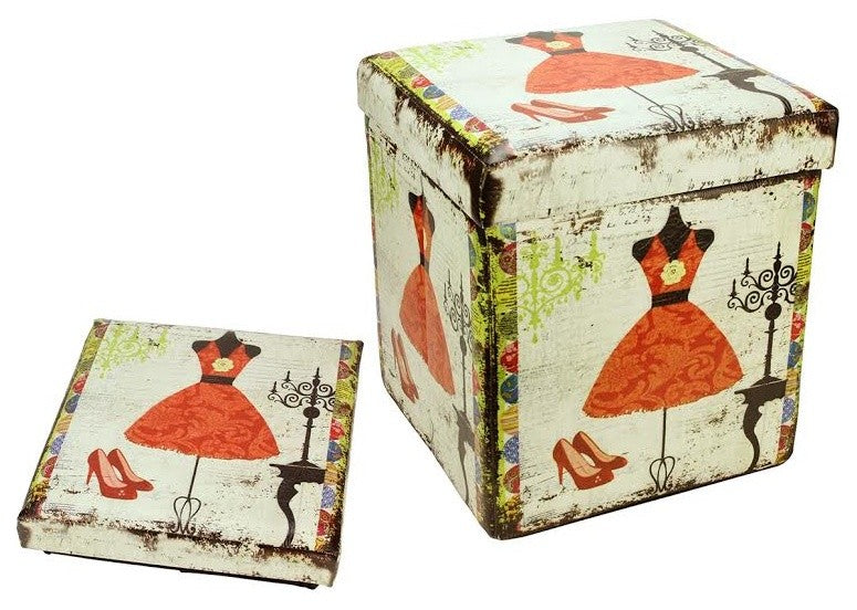 Vintage-Style Dress Theme Storage Box, 15.5"