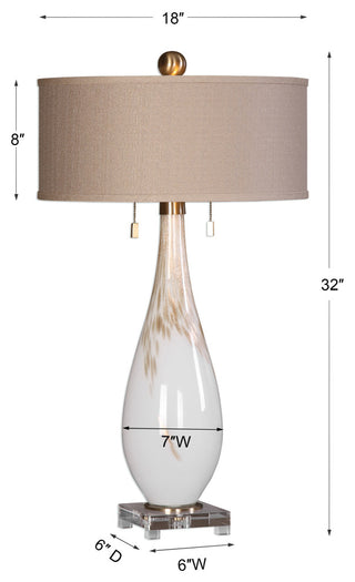 Uttermost Cardoni White Glass Table Lamp