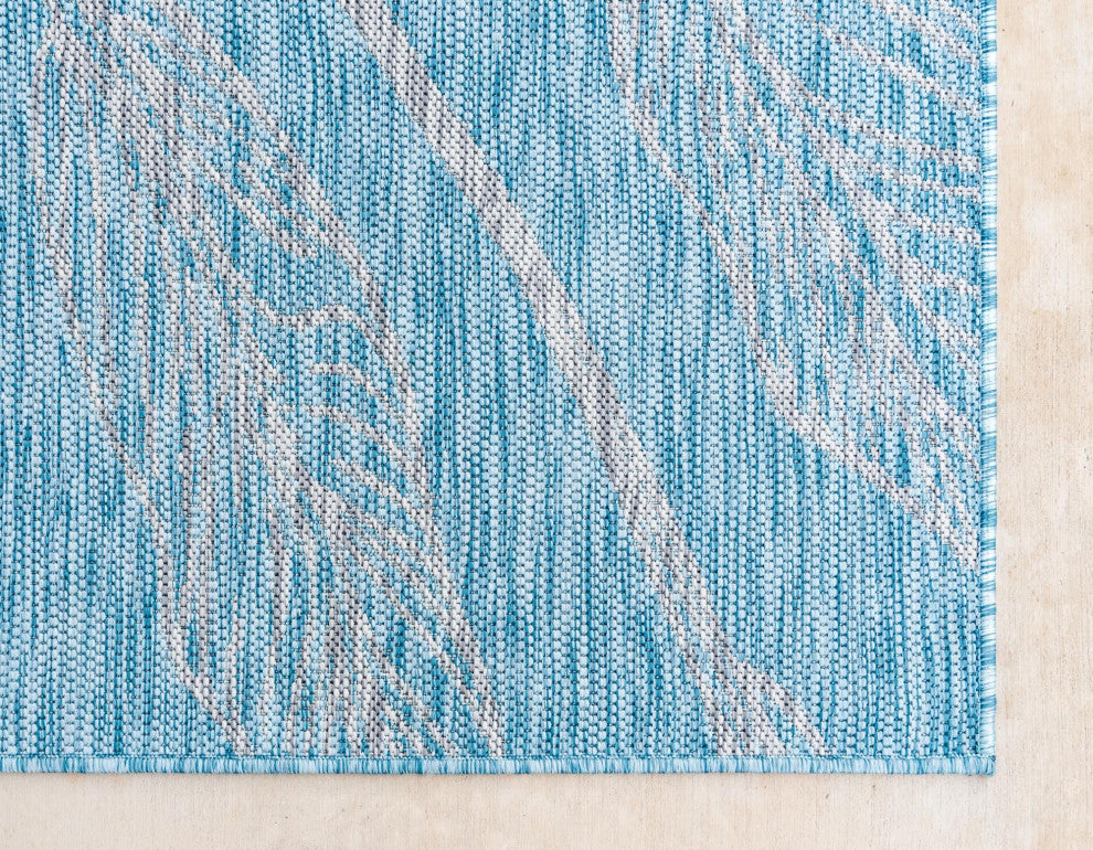 Rug Unique Loom Outdoor Botanical Aqua Blue Rectangular 8' 0 x 11' 4