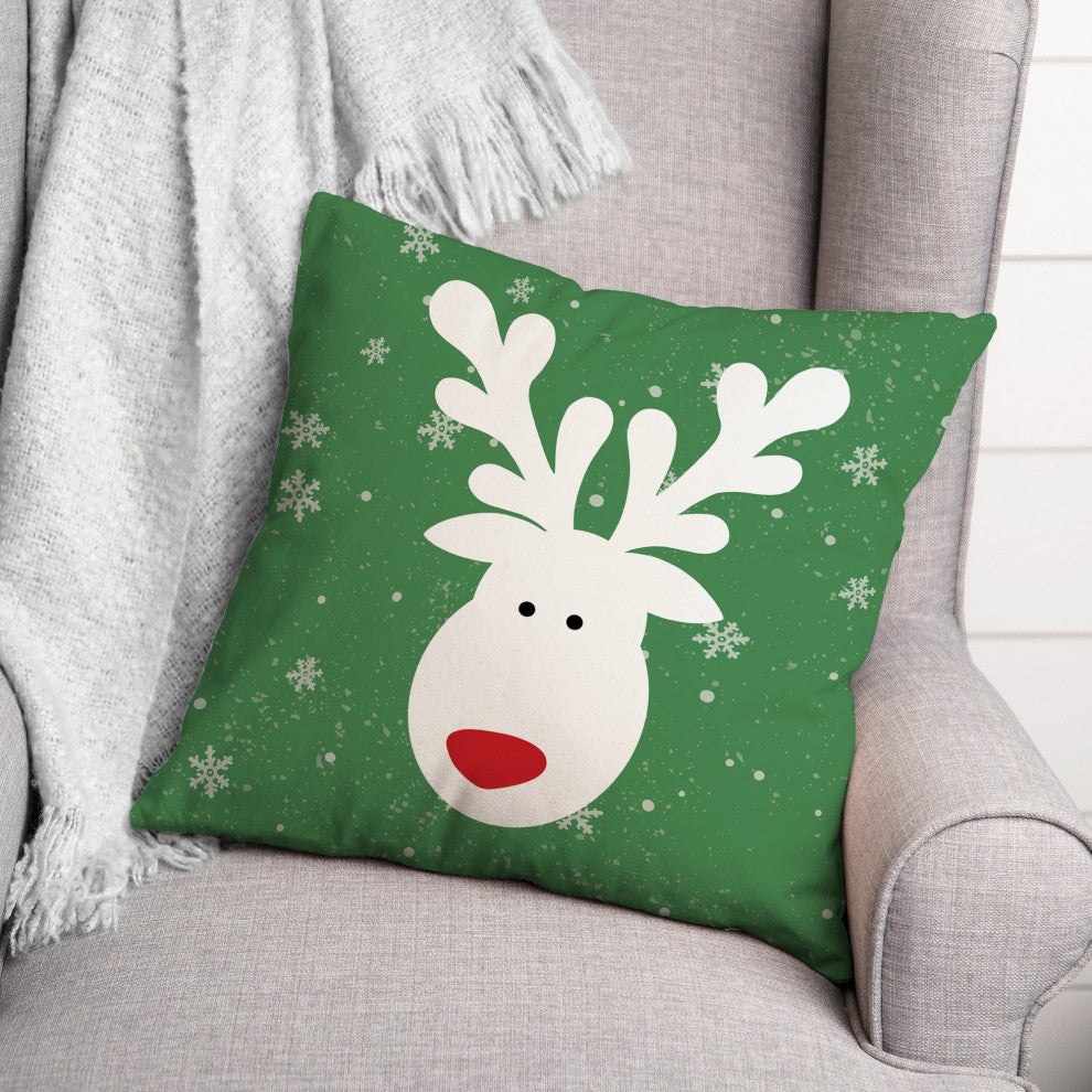 Green Reindeer 16x16 Spun Poly Pillow