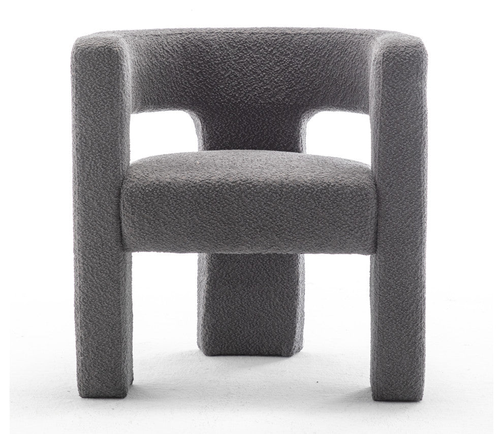 28" Wide Boucle Upholstered Square Armchair, Gray