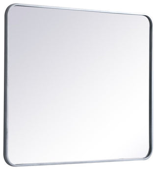 Ellis Soft Corner Metal Rectangular Mirror, Silver, 30" x 36"