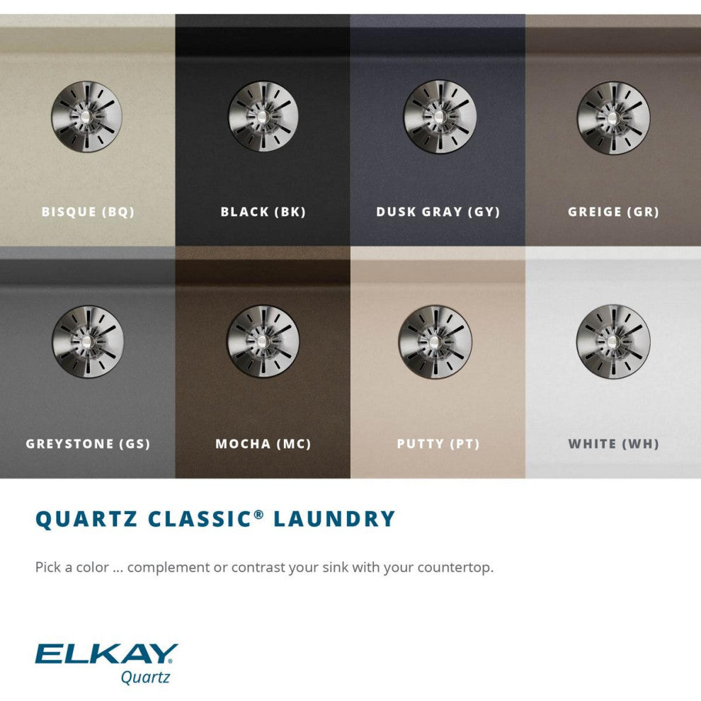 ELGU251912PDWH0 Quartz Classic 25" Laundry Sink with Perfect Drain, White