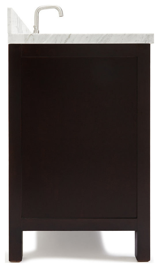 ARIEL Cambridge 61" Single Oval Sink Bathroom Vanity Espresso With Marble Top