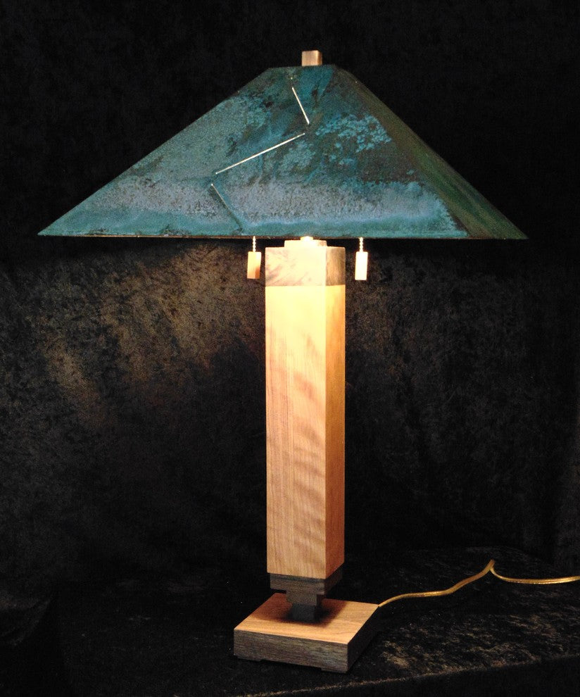 The Winona Table Lamp Green Copper Patina Shade