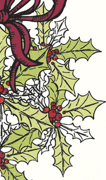 Traditional Mistletoe Decorative Holiday Floral Print Hand Towel, Green