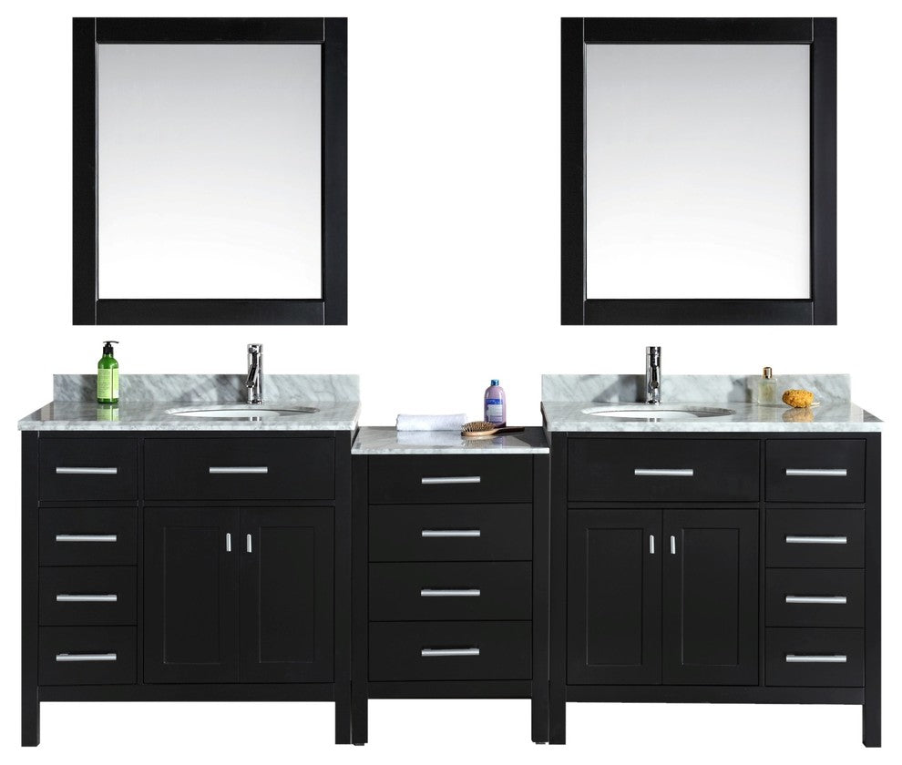 London 92" Double Sink Vanity Set, Espresso