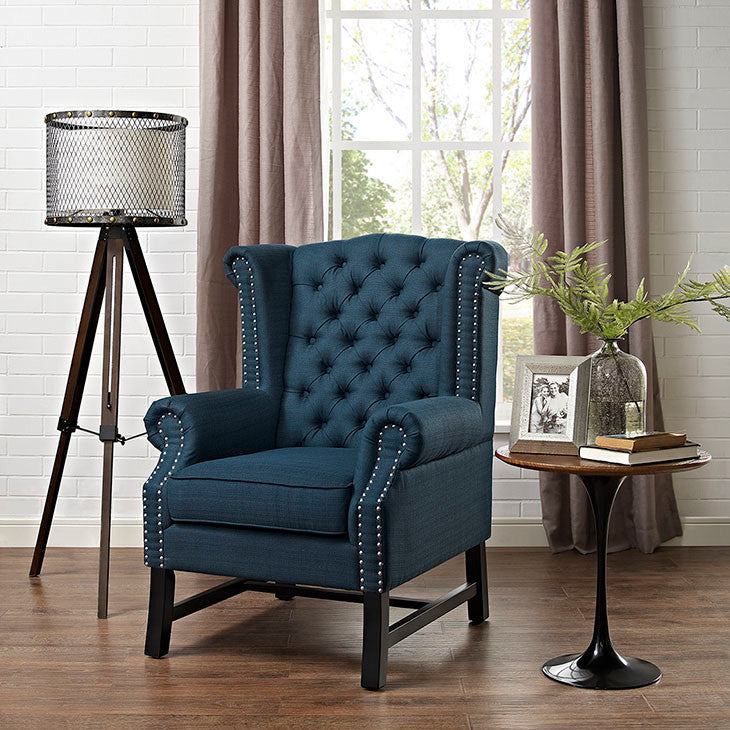 Modway Steer Upholstered Fabric Armchair, Azure