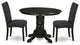 3Pc Round 42" Dining Room Table, A Pair Of Parson Chair, Black Finish Leg