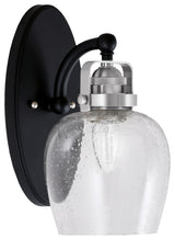 Easton Wall Sconce, Matte Black & Brushed Nickel, 6" Clear Bubble Glass