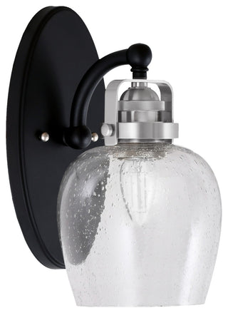 Easton Wall Sconce, Matte Black & Brushed Nickel, 6" Clear Bubble Glass