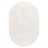 Haze Solid Low-Pile Runner Rug, Cream, 3 X 5 Oval