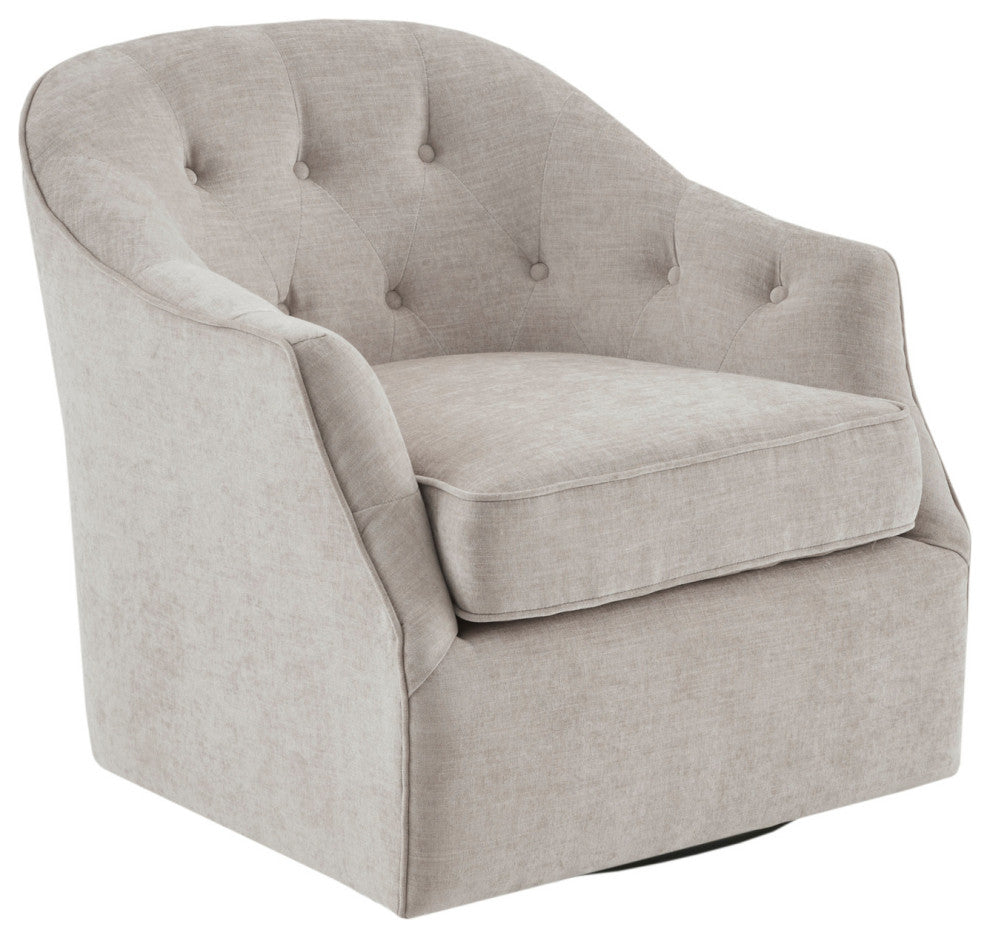 Madison Park Calvin Curved Wide Back Swivel Accent Chair, Ivory
