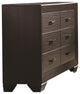 Benzara BM182705 Wooden Transitional Six Drawer Dresser, Dark Cocoa Brown