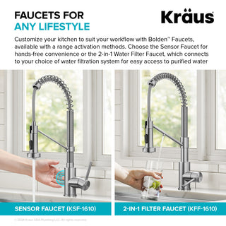 Bolden Commercial Style 2-Function Pull-Down 1-Handle 1-Hole Kitchen Faucet, Spot-Free Stainless Steel/ Chrome