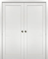 Double Pocket Doors 64 x 80 & Frames | Quadro 4111 White Ash | Solid Closet Door