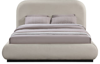 Vaughn Bed, Beige, Full, Chenille Fabric, Black Finish