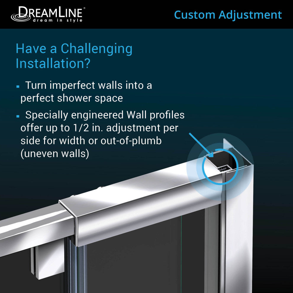 DreamLine Flex 28-32"Wx72"H Semi-Frameless Pivot Shower Door, Brushed Nickel