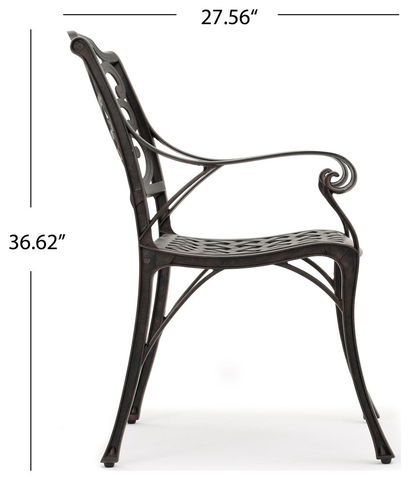 GDF Studio 7-Piece Fonzo Outdoor Bronze Cast Aluminum Rectangular Dining Set