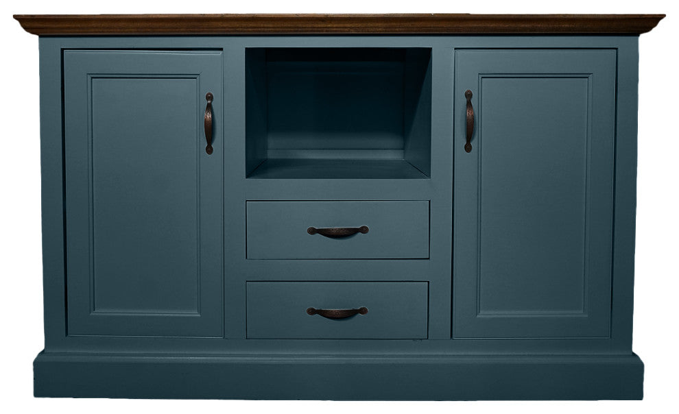 Modern 58" Kitchen Island, Smokey Blue