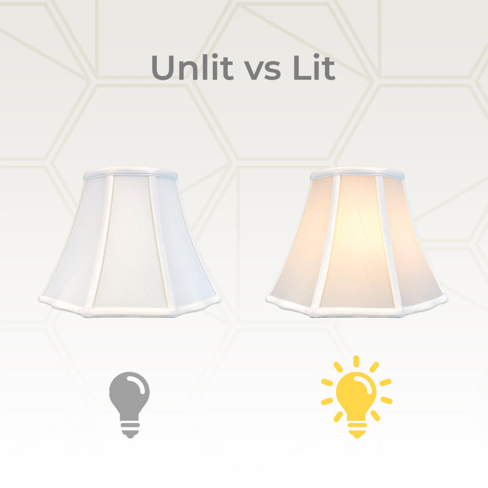 Royal Designs Flare Bottom Outside Corner Scalloped Basic Lamp Shade, Beige, Whi